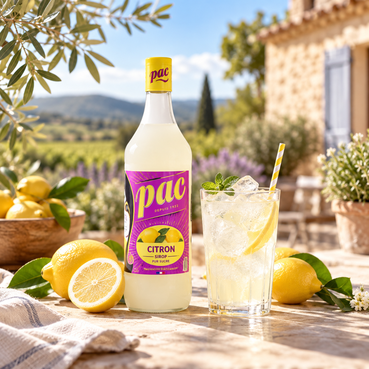 PAC Citron en Provence avec verre citronné et citrons frais