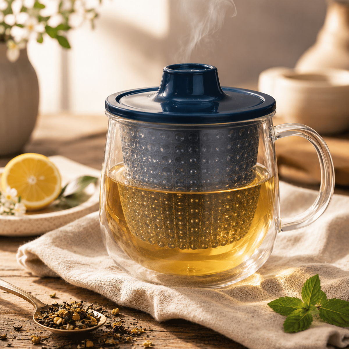 KINTO UNITEA UniMug Azul – Chávena de chá com infusor 350 ml KINTO