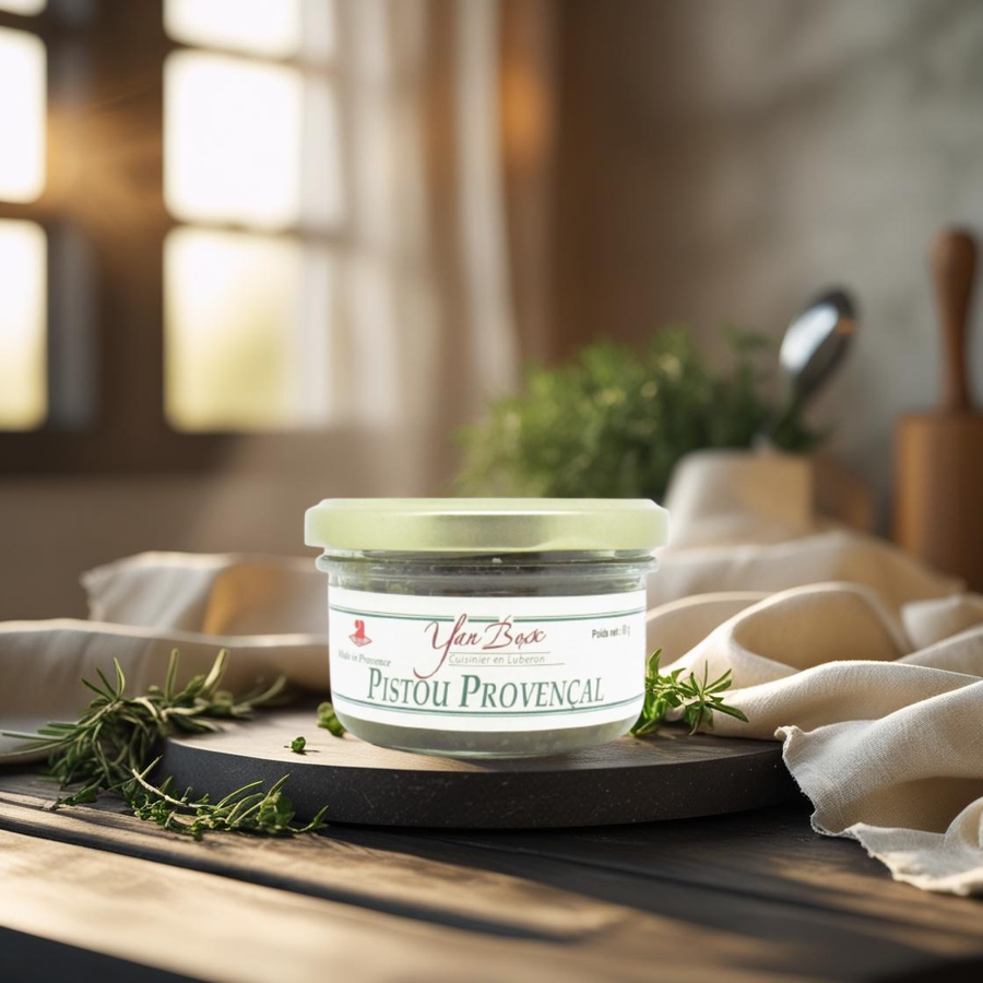 Pistou provençal – pot de sauce au basilic, ail et huile d’olive