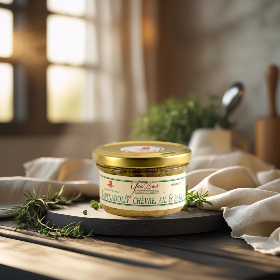 Tapenade de queijo com manjericão e alho verde Maison Molinet