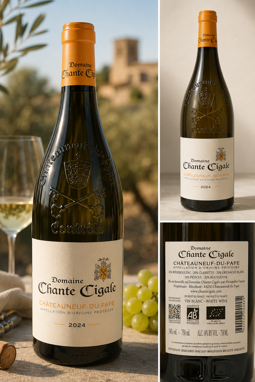 Châteauneuf-du-Pape Blanc 2024 Domaine Chante Cigale – visuel premium Maison Molinet