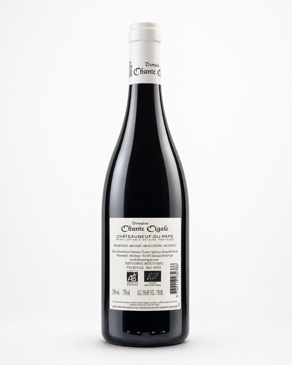Domaine Chante Cigale Châteauneuf-du-Pape rouge 2023 bio – contre-étiquette