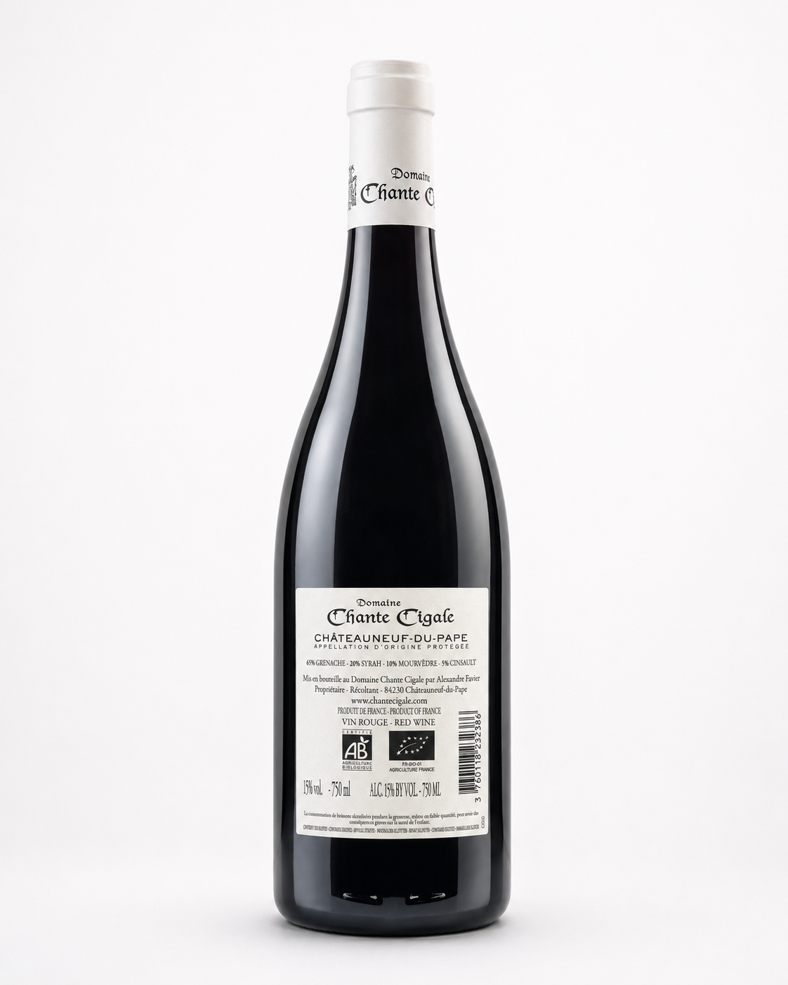 Domaine Chante Cigale Châteauneuf-du-Pape rouge 2023 bio – contre-étiquette