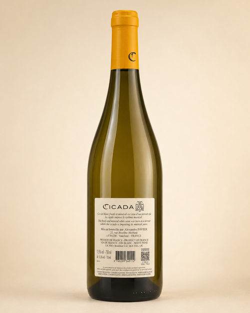 Cicada Blanc 2025 Vin de France Domaine Chante Cigale – bouteille vue de dos
