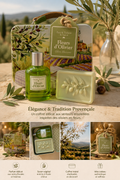 Coffret Fleurs d’Olivier avec eau de toilette et savon dans une boîte métal provençale