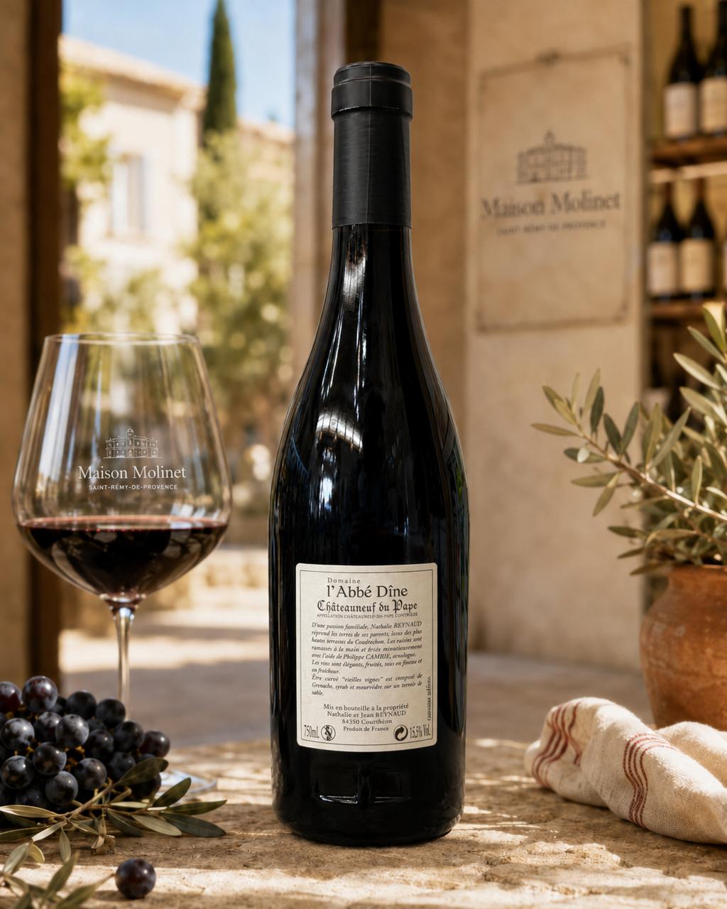 Domaine l’Abbé Dîne Châteauneuf-du-Pape 2016 contre-étiquette – Maison Molinet