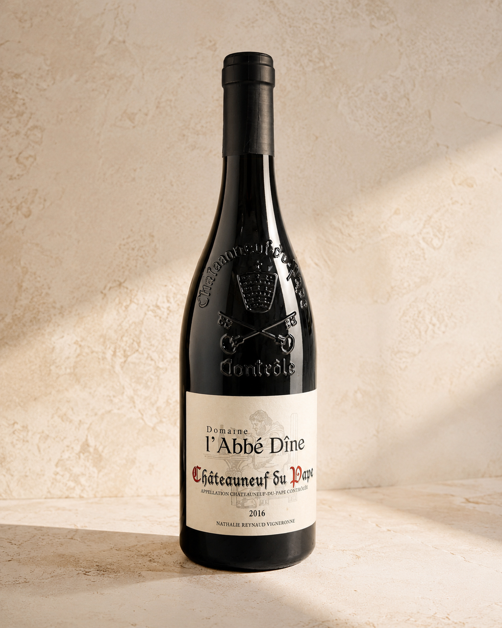 Domaine l’Abbé Dîne Châteauneuf-du-Pape 2016 packshot premium bouteille – Maison Molinet