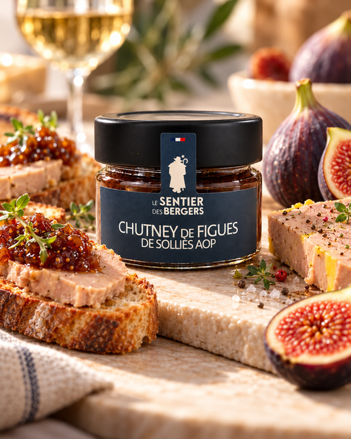 Chutney de figues de Solliès AOP – suggestion de dégustation illustrée avec foie gras et toasts