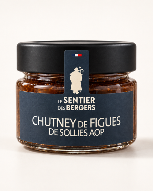 Le Sentier des Bergers – chutney de figues de Solliès AOP 100 g, packshot illustré sur fond clair